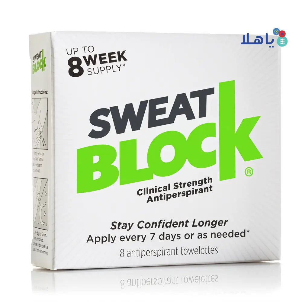 SWEAT BLOCK ANTIPERSPIRANT 8 TOWELETTES