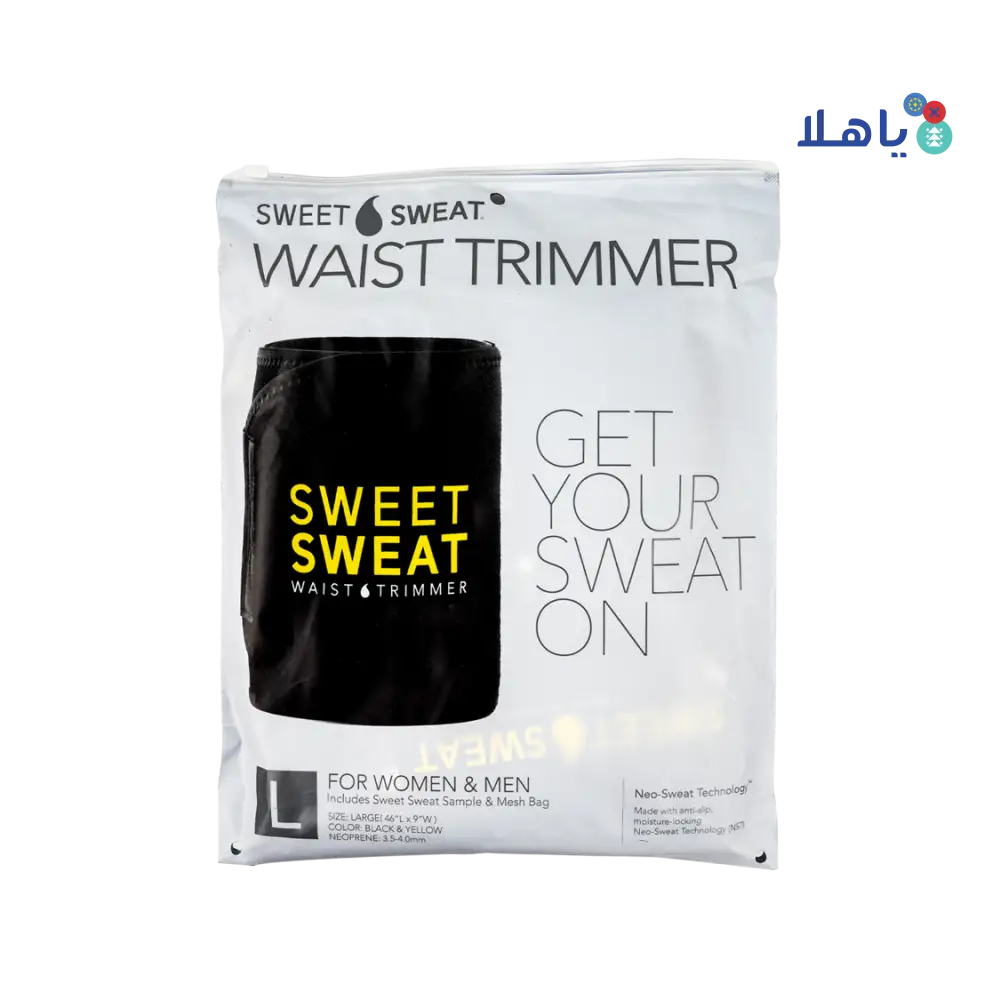 Sweet Sweat Waist Trimmer Black & Yellow-L