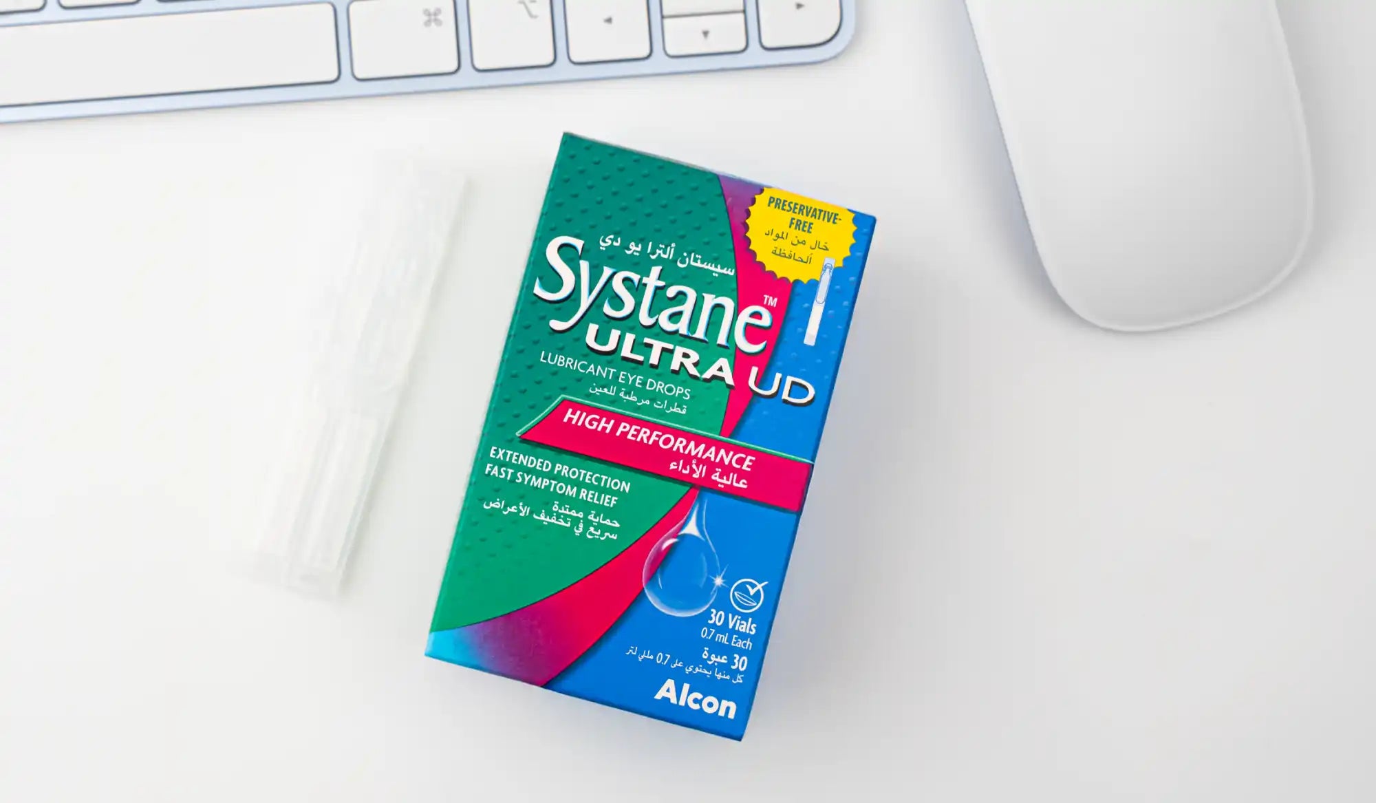 Box of Systane Ultra UD lubricant eye drops.