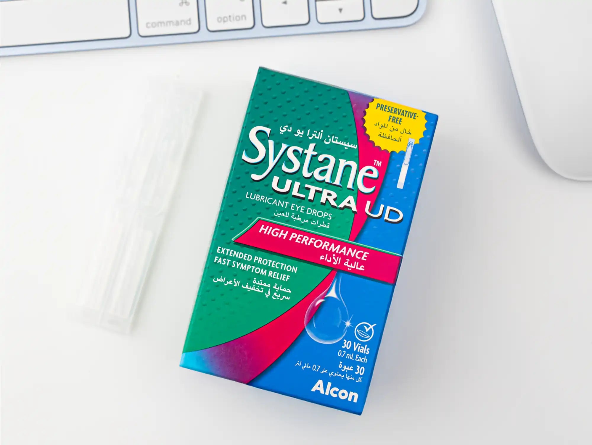 Box of preservative-free lubricating eye drops.