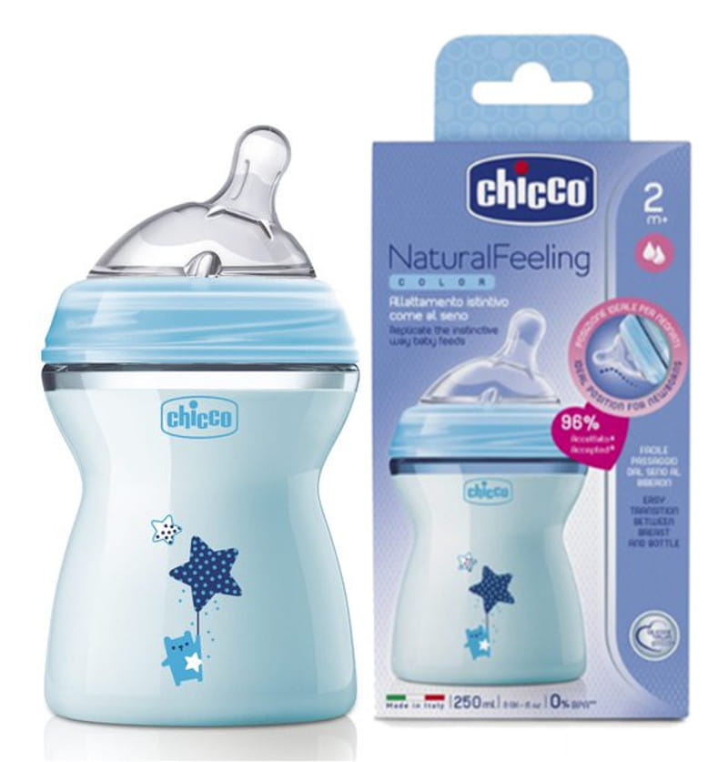 Chicco Natural Feeling 2m+ Blue Bottle 250ml-5019
