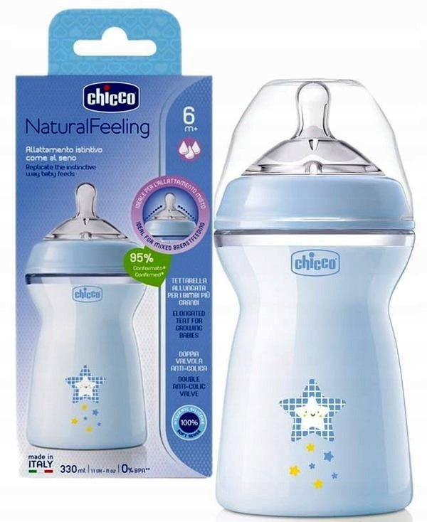 Chicco Natural Feeling 6m+ Blue Color 330ml-3756