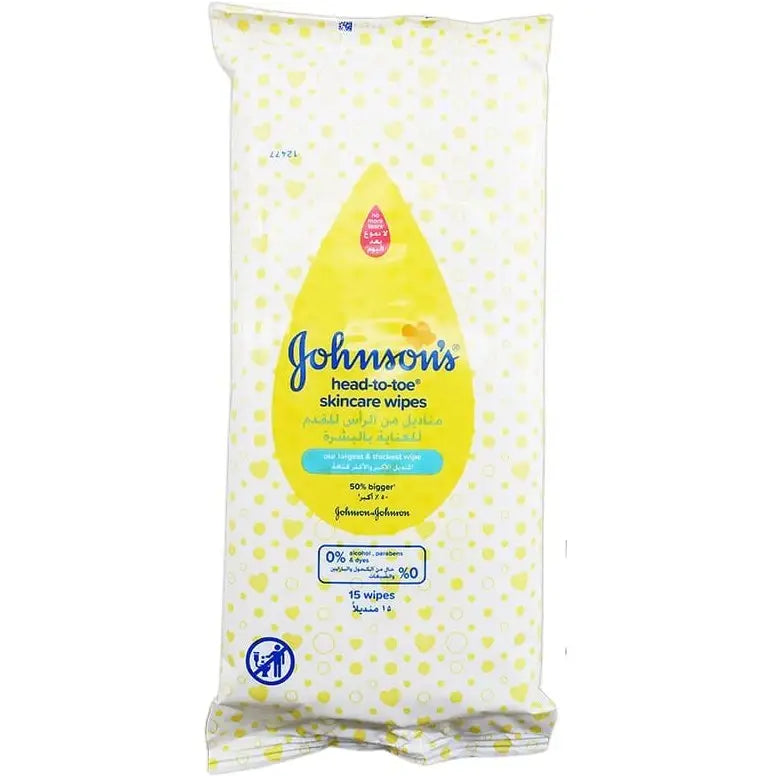 50886-Johnson's Baby Head To Toe Skincare Wipes 15Pcs