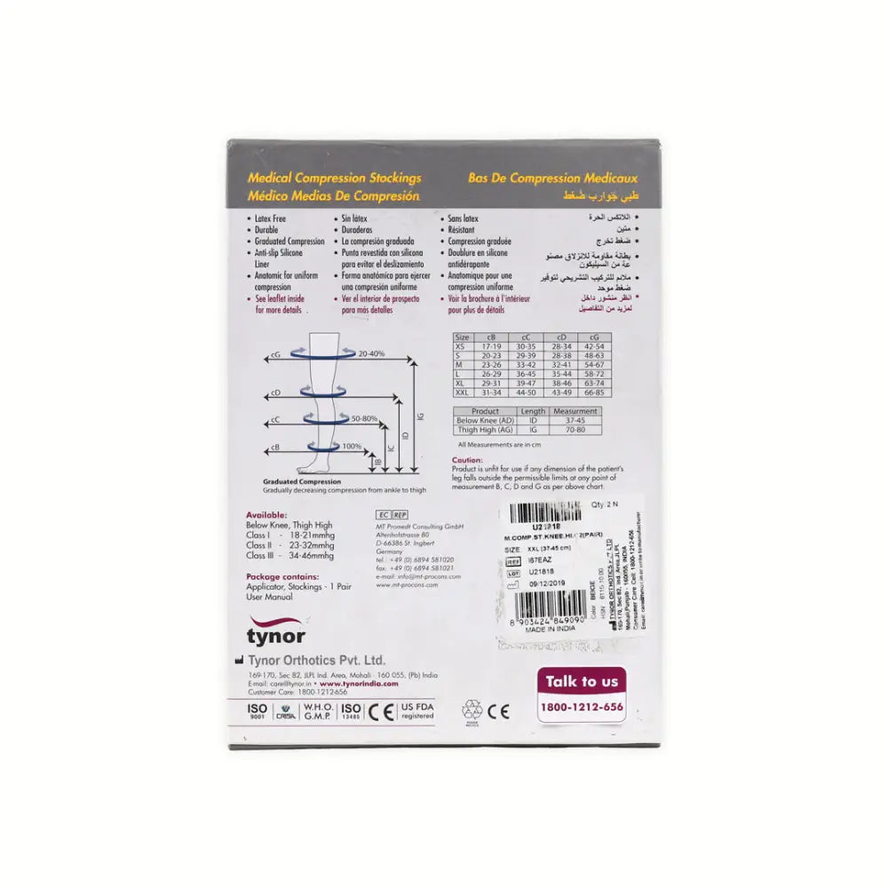 Tynor Leg Stocking Medical Knee High C2-I67 XXL