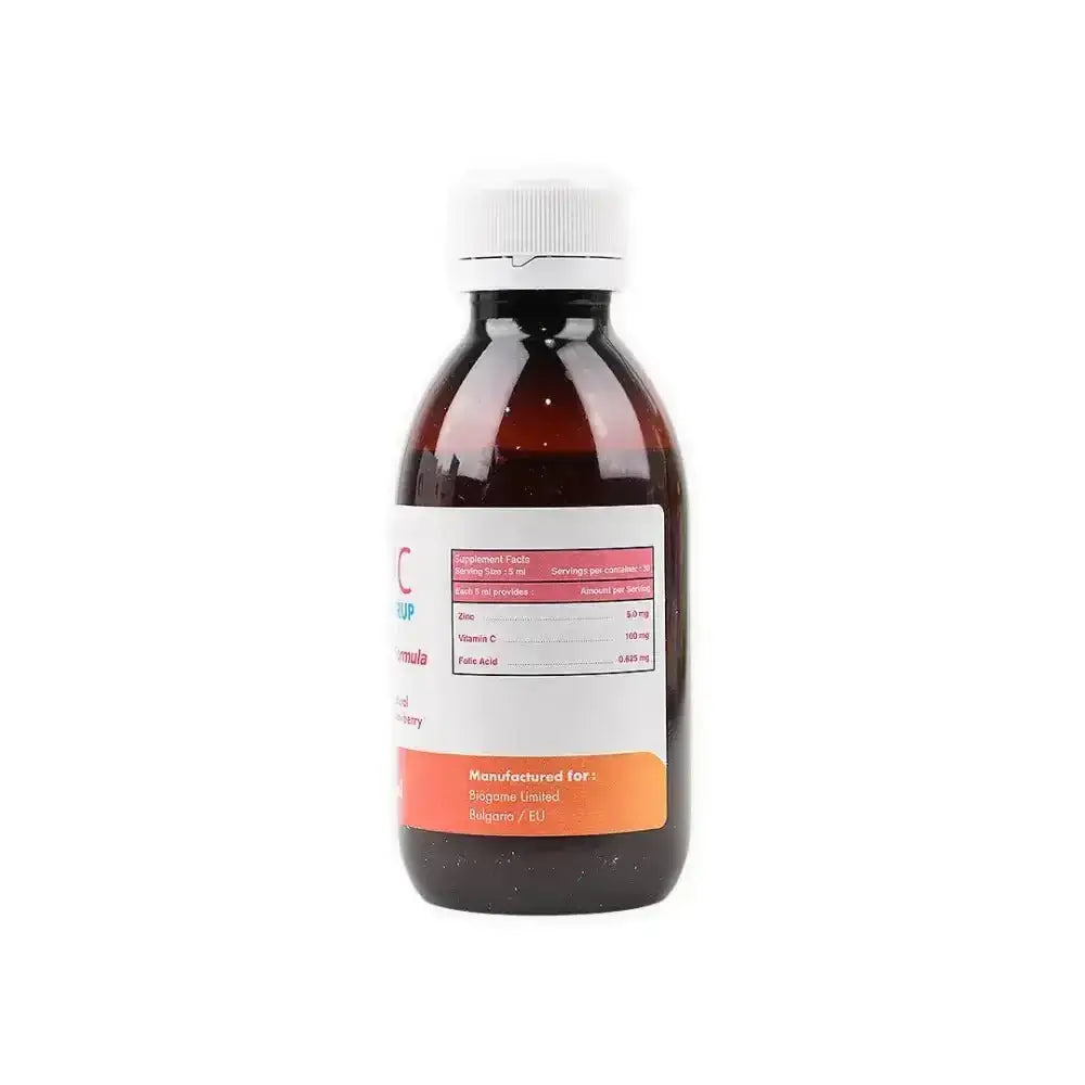 ALFA VITAMINS (ULTRA) - Ultra Zn/C Syrup 150Ml - Natural Strawberry - Pharmazone - 