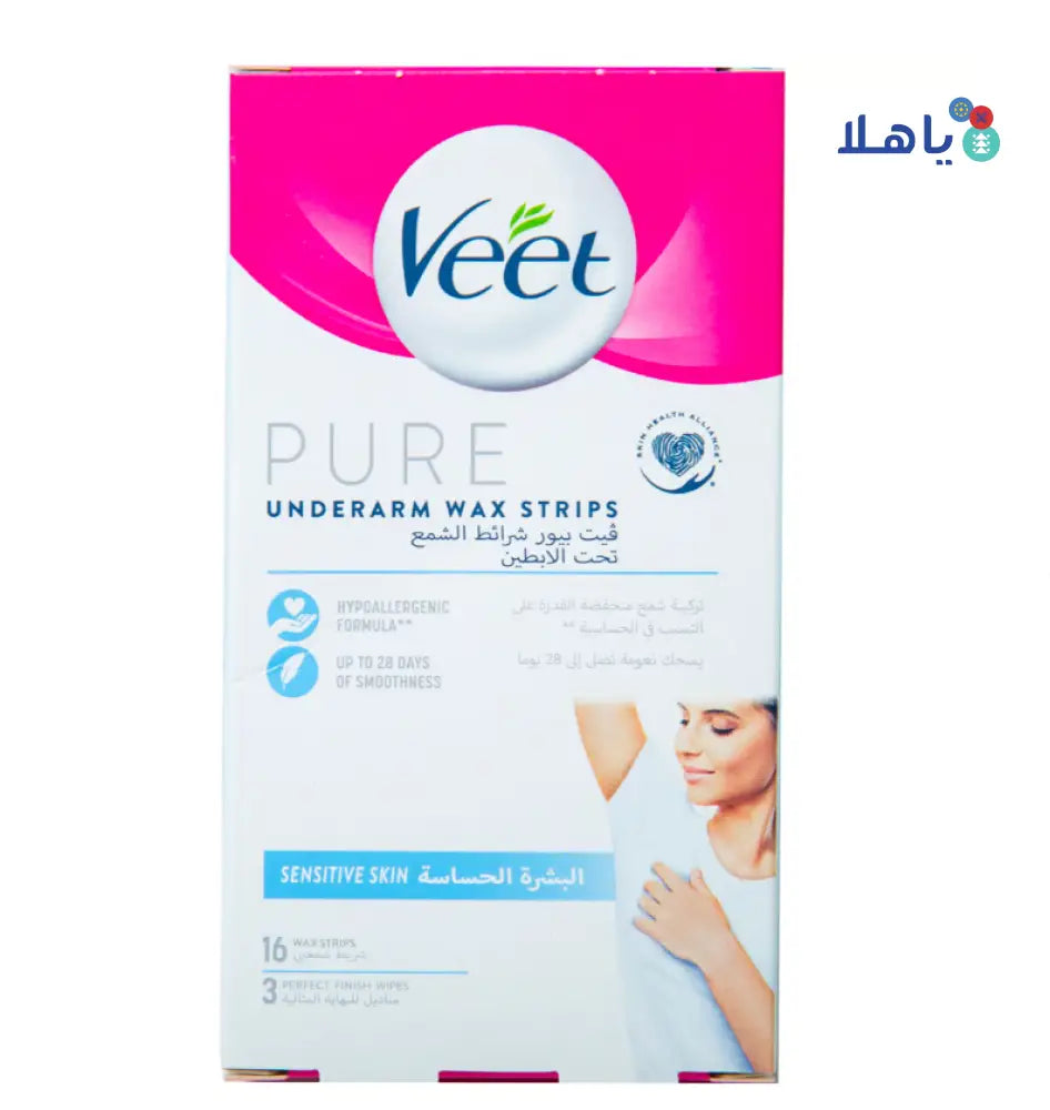 VEET PURE UNDERARM WAX STRIPS 16 PCS