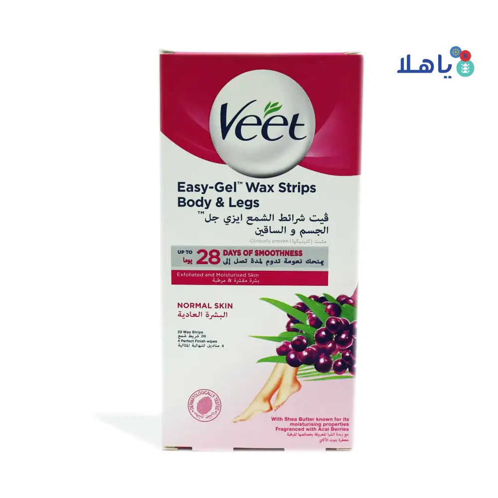 VEET WAX STRIPS FOR BODY & LEGS NORMAL SKIN 20 PCS