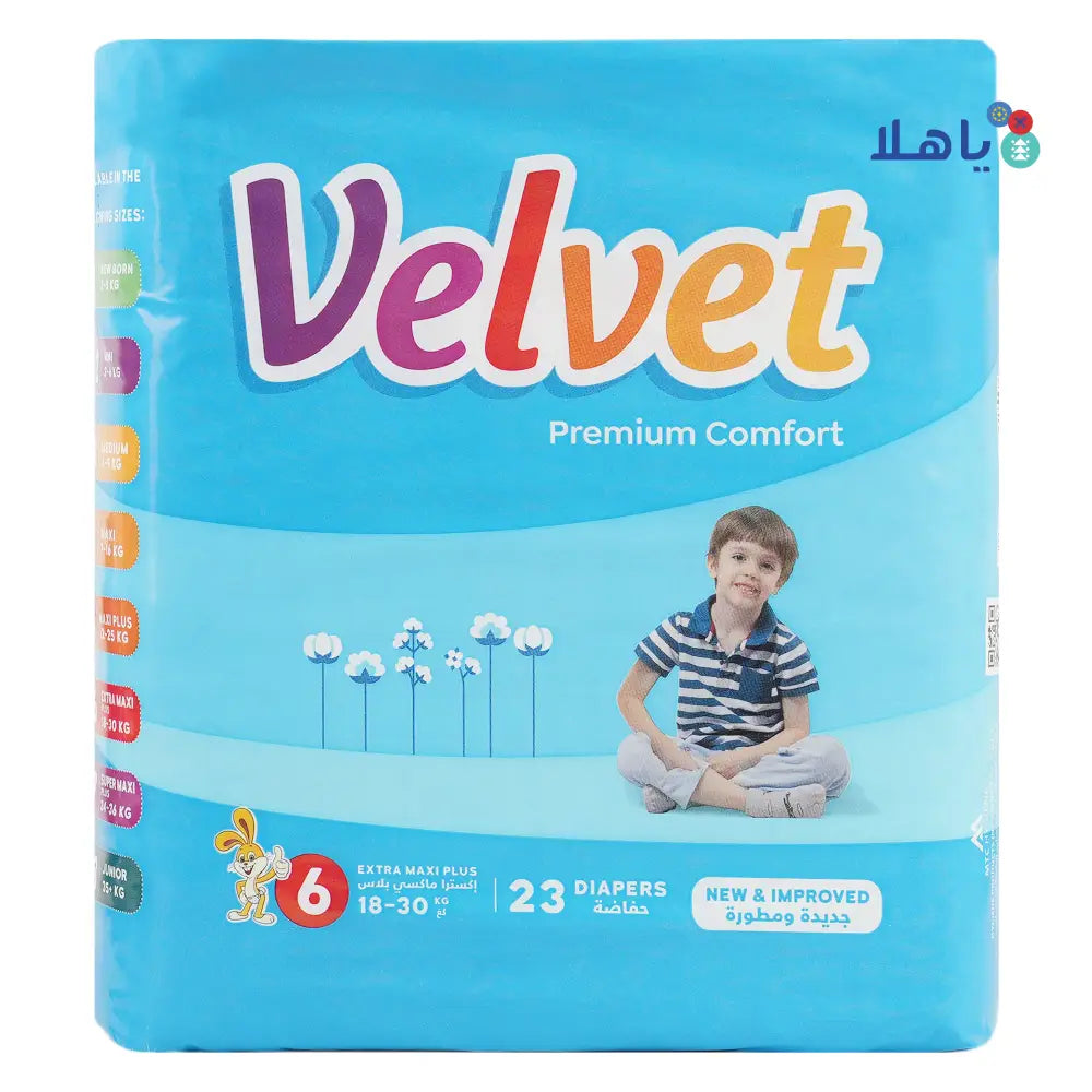 Velvet No.6 Baby Diapers 23Pcs (18-30KG)