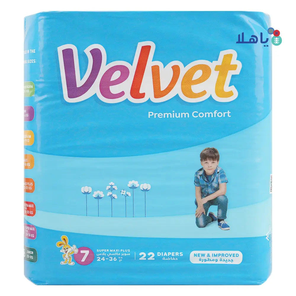 Velvet No.7 Baby Diapers 22Pcs (24-36KG)