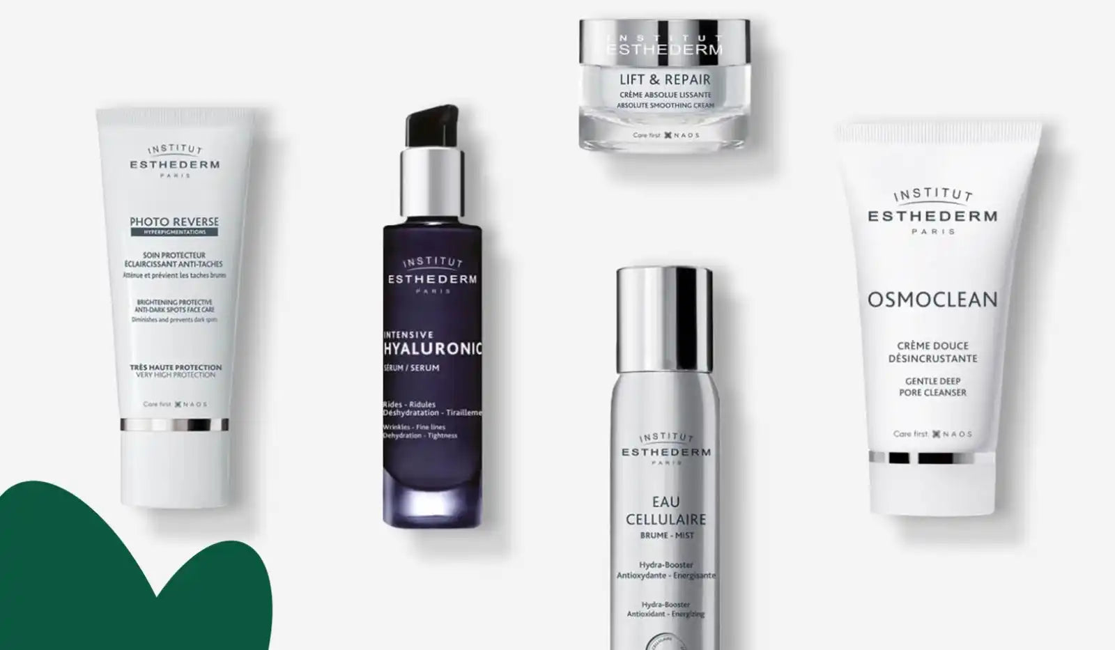 Assortment of Institut Esthederm skincare products.