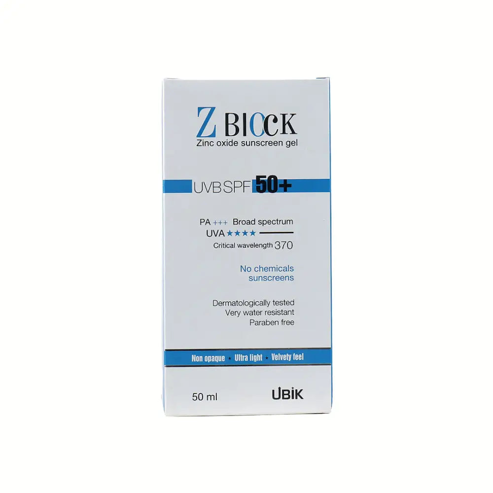 Z Block Uvb Spf 50+ Zinc Oxide Sunscreen Gel 50ml