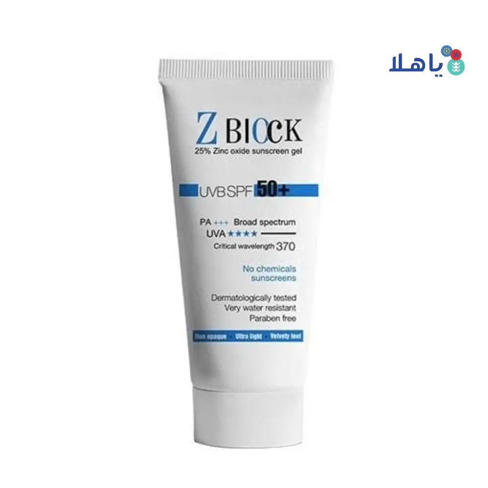 Z Block Uvb Spf 50+ Zinc Oxide Sunscreen Gel 50ml