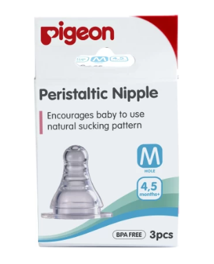PIGEON PERISTALTIC NIPPLE M-3PCS-CARD 17343