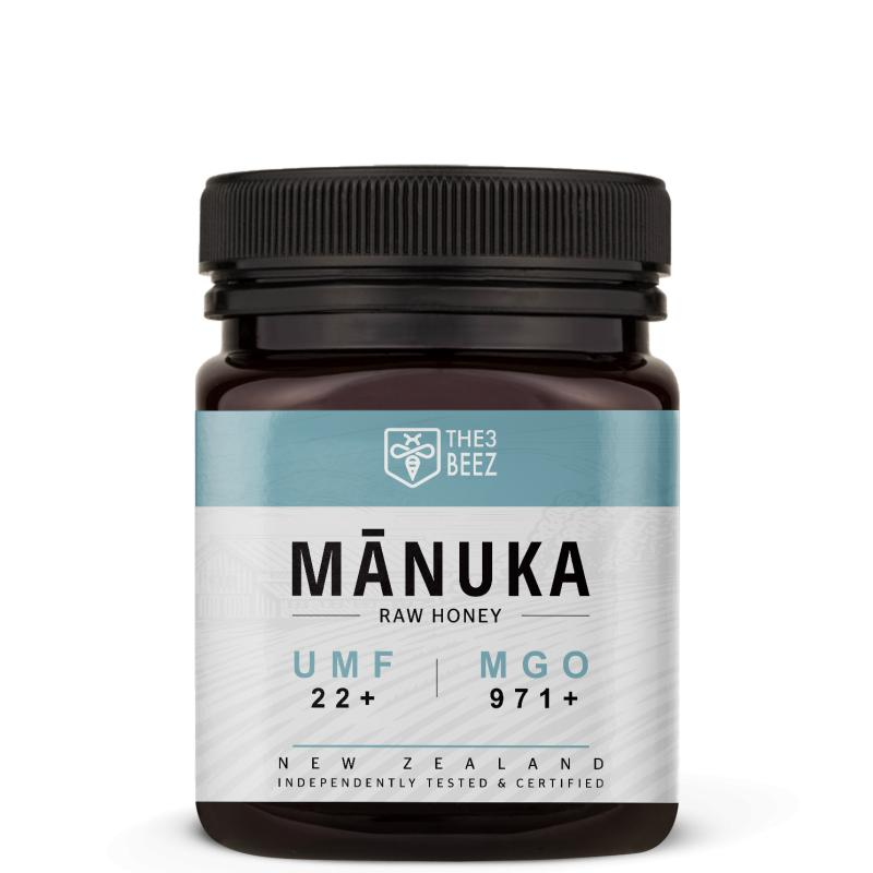 THE 3 BEEZ MANUKA RAW HONEY (UMF 22+) MGO 971+ 250GM