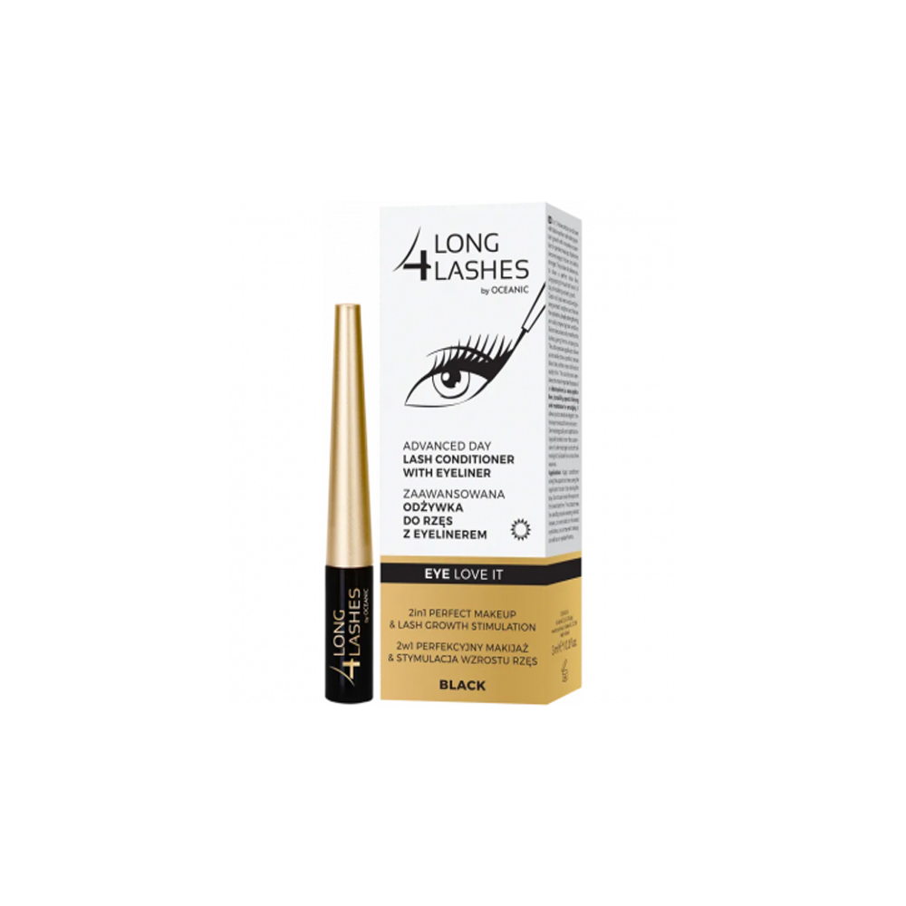 LONG 4 LASHES CONDITIONER WITH EYELINER 3ML-BLACK