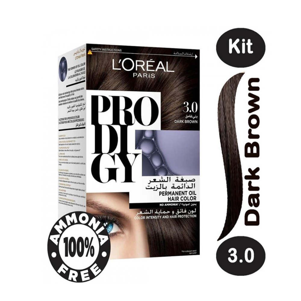L'OREAL PRODIGY PERMANENT OIL HAIR COLOR-3.0 DARK BROWN