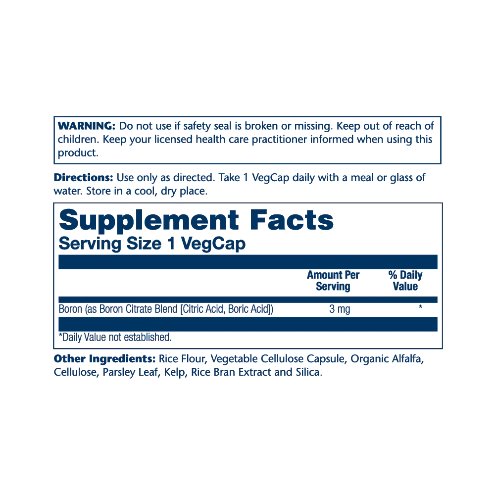 SOLARAY BORON 3MG 60 VEG CAPS