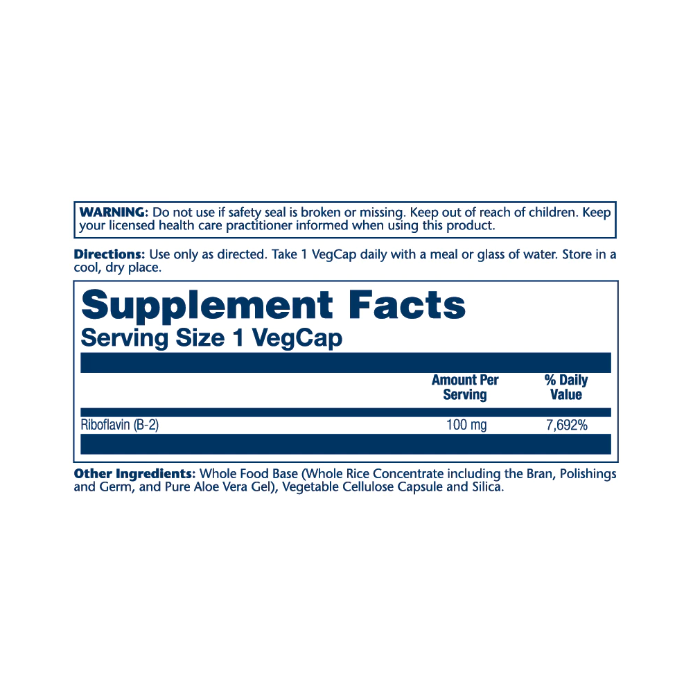 SOLARAY VITAMIN B-2 100MG 100 VEGCAPS